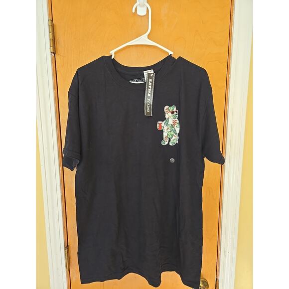 Black Tropical Bear Red Cup Tee Riot Society Cotton Made In USA Size Large New - Picture 1 of 5
